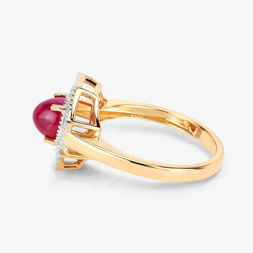 2.01 Carat Genuine Ruby and White Diamond 14K Yellow Gold Ring - Image 8