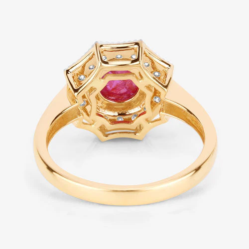 2.01 Carat Genuine Ruby and White Diamond 14K Yellow Gold Ring - Image 9