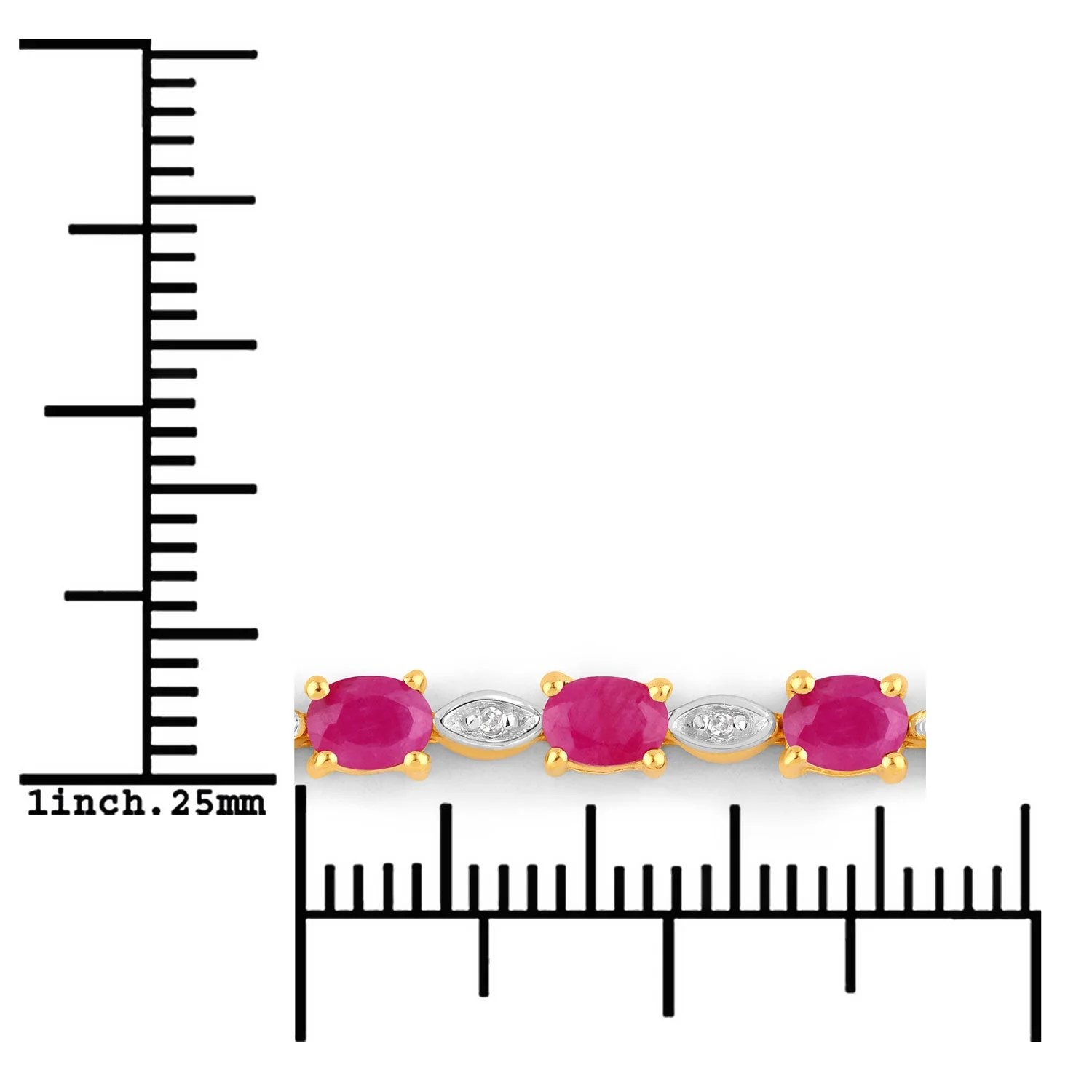 2.01 Carat Genuine Ruby and White Diamond .925 Sterling Silver Bracelet - Image 3