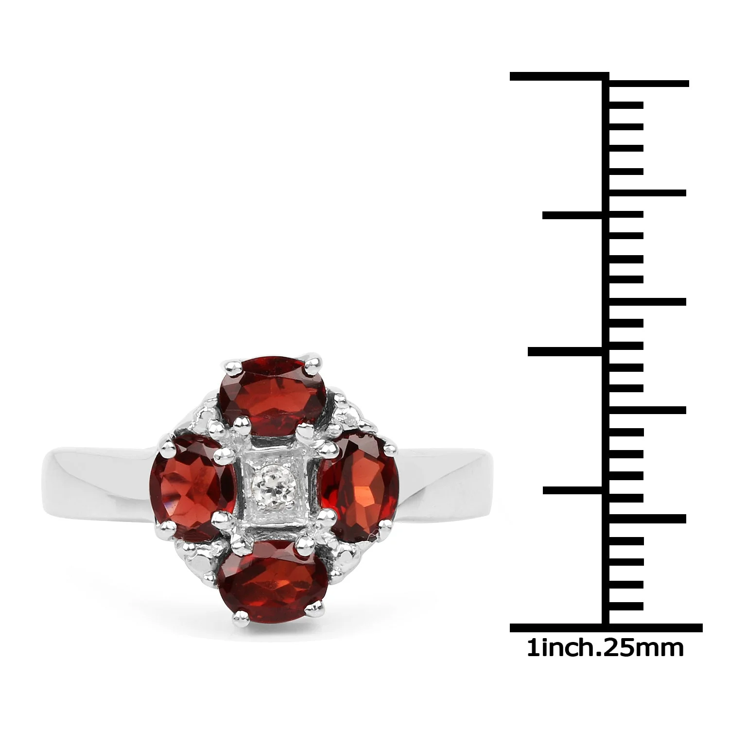 2.02 Carat Genuine Garnet & White Topaz .925 Sterling Silver Ring - Image 3