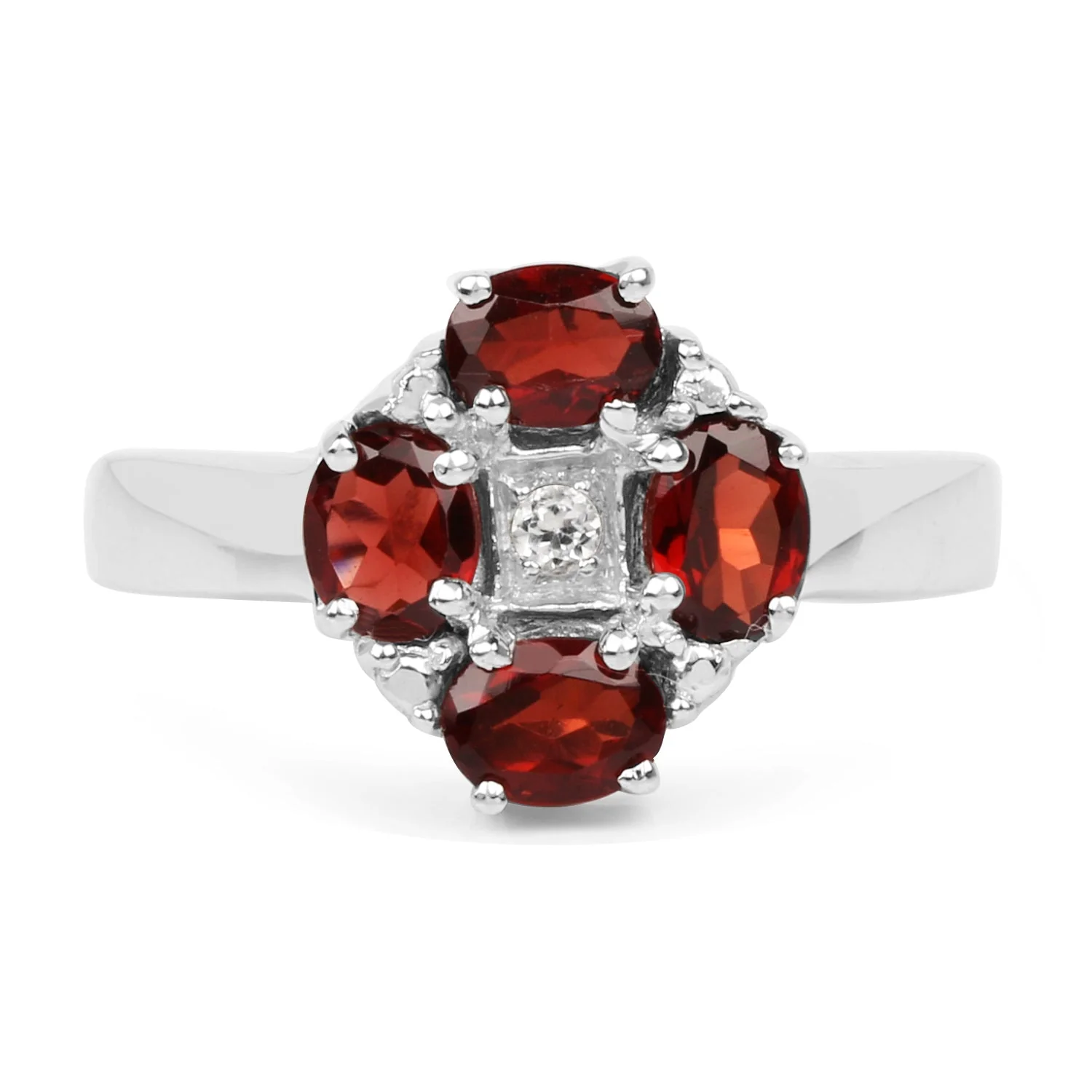 2.02 Carat Genuine Garnet & White Topaz .925 Sterling Silver Ring - Image 4