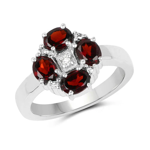 2.02 Carat Genuine Garnet & White Topaz .925 Sterling Silver Ring - Image 5