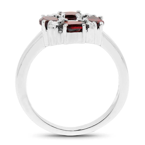 2.02 Carat Genuine Garnet & White Topaz .925 Sterling Silver Ring - Image 6
