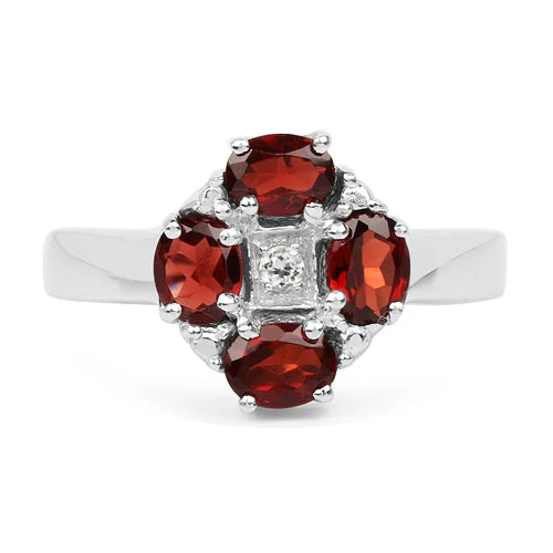 2.02 Carat Genuine Garnet & White Topaz .925 Sterling Silver Ring - Image 8