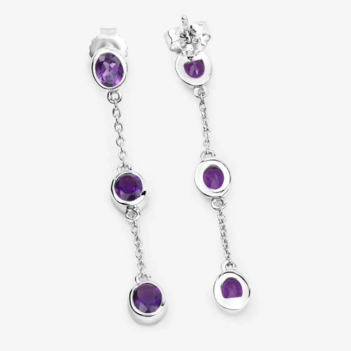 2.04 Carat Genuine Amethyst .925 Sterling Silver Earrings - Image 11