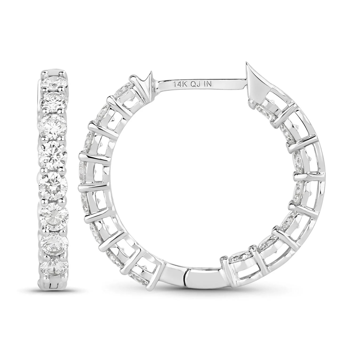 2.04 Carat Genuine Lab Grown Diamond 14K White Gold Earrings - Image 2