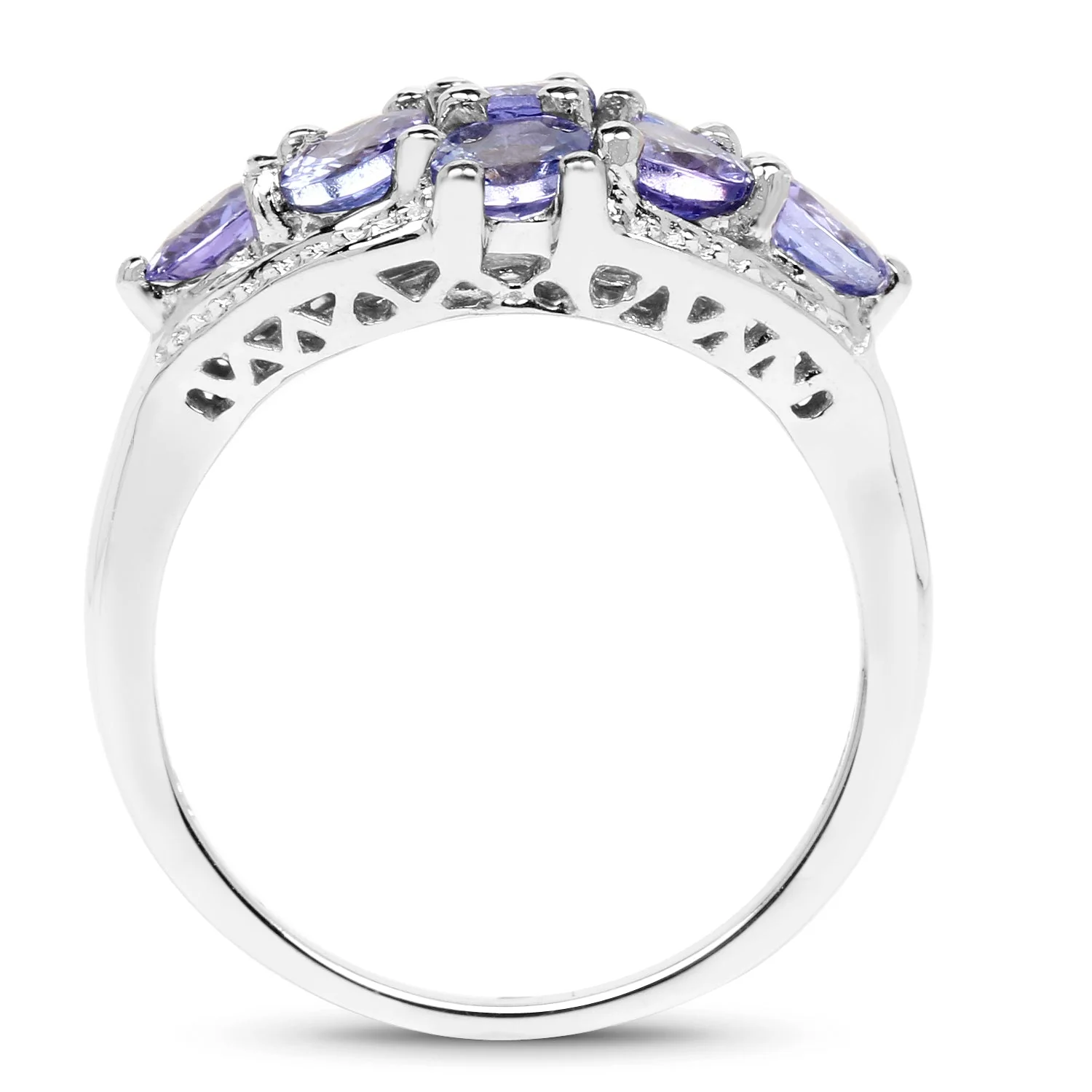 2.07 Carat Genuine Tanzanite .925 Sterling Silver Ring - Image 2