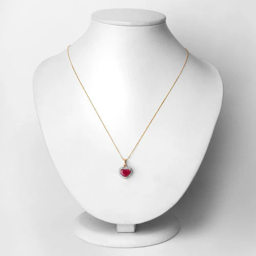 2.08 Carat Genuine Ruby and White Diamond 14K Yellow Gold Pendant - Image 2