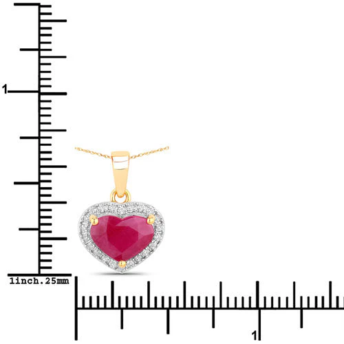 2.08 Carat Genuine Ruby and White Diamond 14K Yellow Gold Pendant - Image 3
