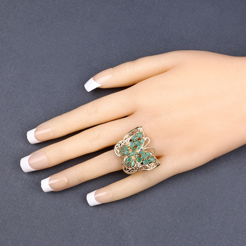 2.09 Carat Genuine Emerald .925 Sterling Silver Ring - Image 9
