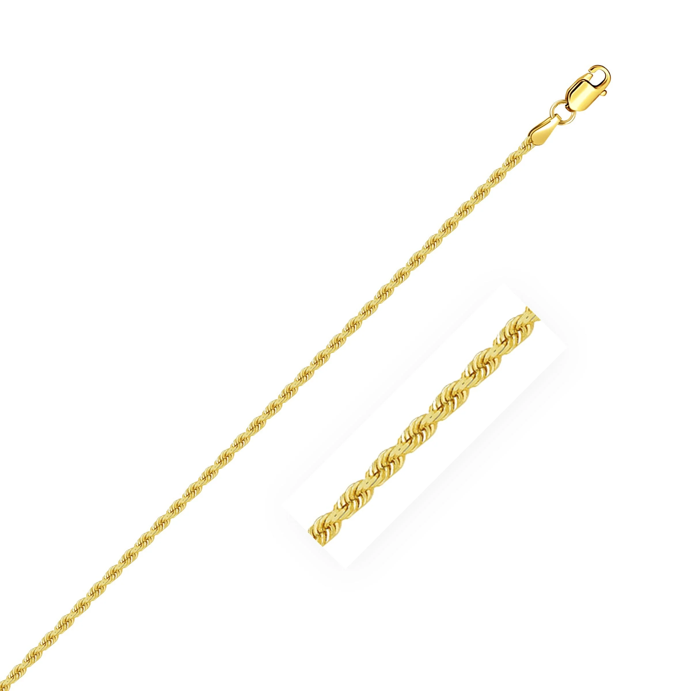 2.0mm 14k Yellow Gold Solid Rope Chain - Image 3