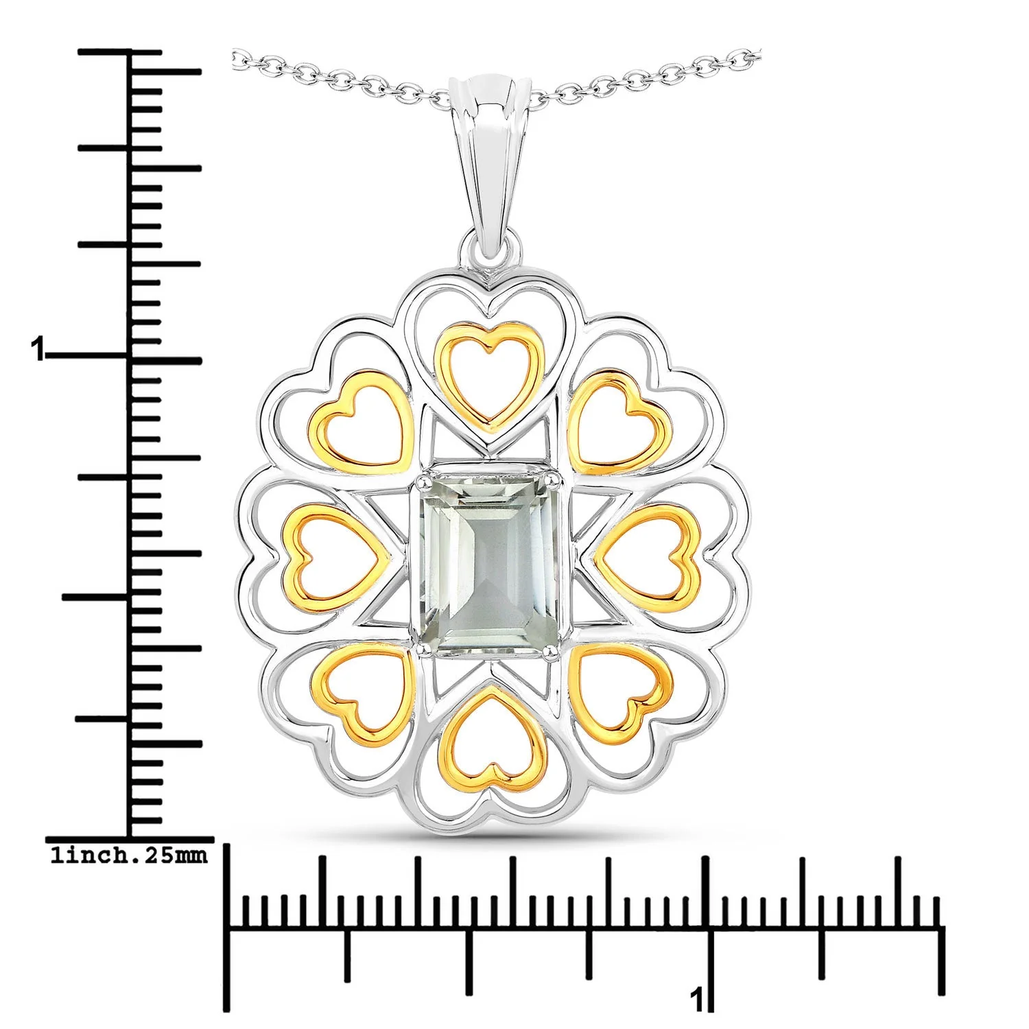 2.10 Carat Genuine Green Amethyst .925 Sterling Silver Pendant - Image 3