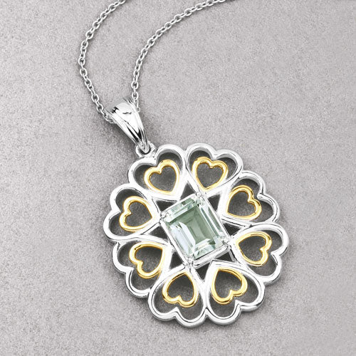 2.10 Carat Genuine Green Amethyst .925 Sterling Silver Pendant - Image 8
