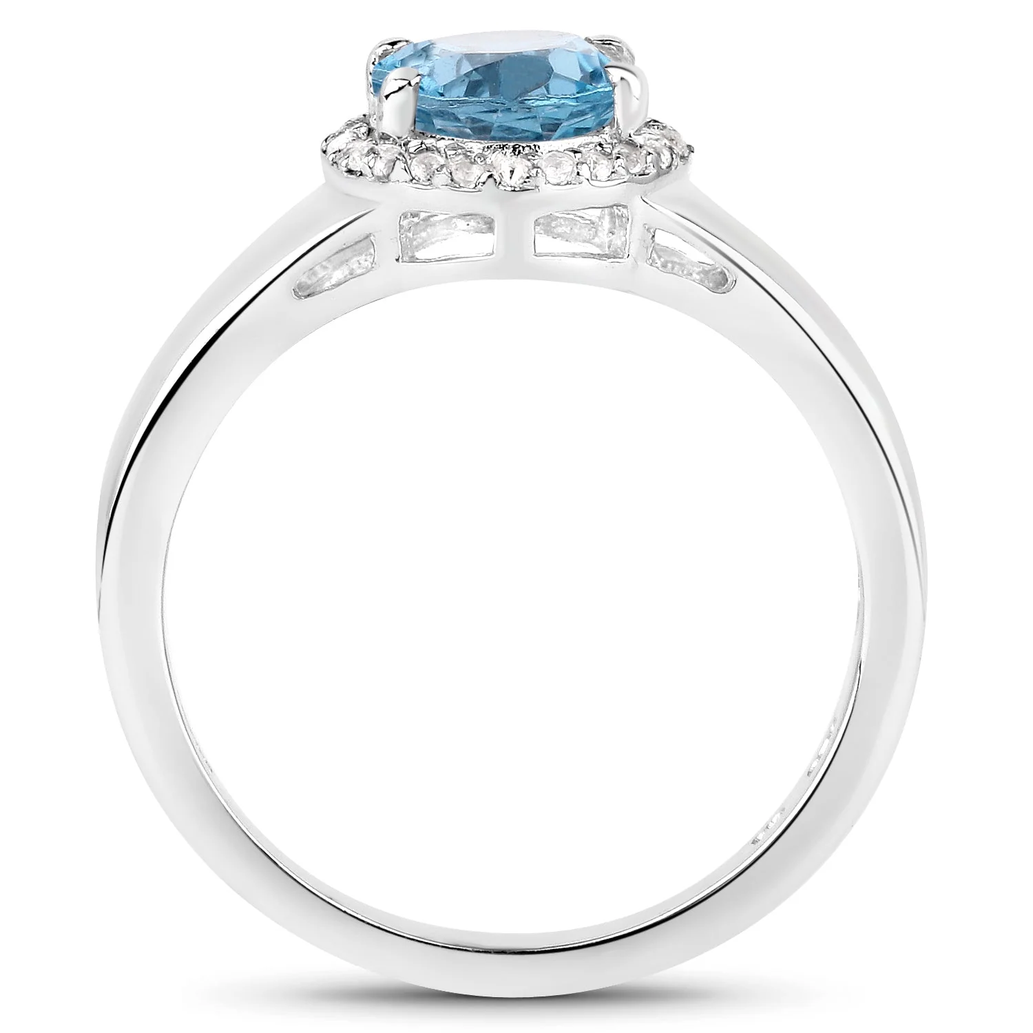 2.13 Carat Genuine London Blue Topaz and White Topaz .925 Sterling Silver Ring - Image 2