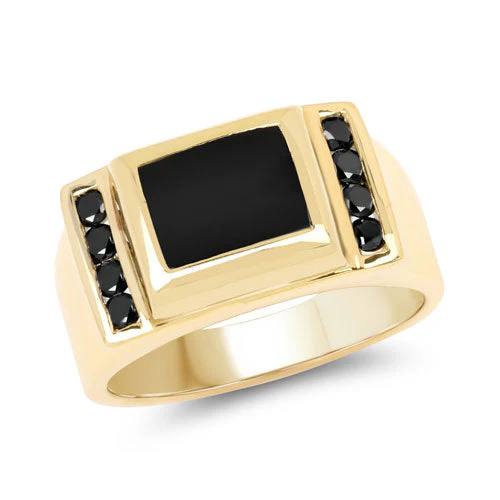 2.14 Carat Genuine Black Onyx and Black Diamond .925 Sterling Silver Ring - Image 4