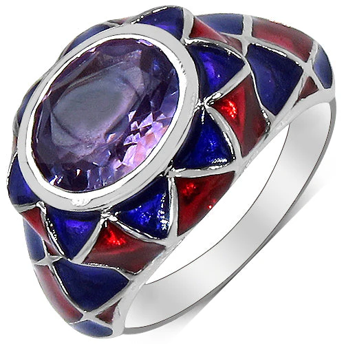 2.16 Carat Genuine Amethyst & White Diamond .925 Sterling Silver Ring - Image 4