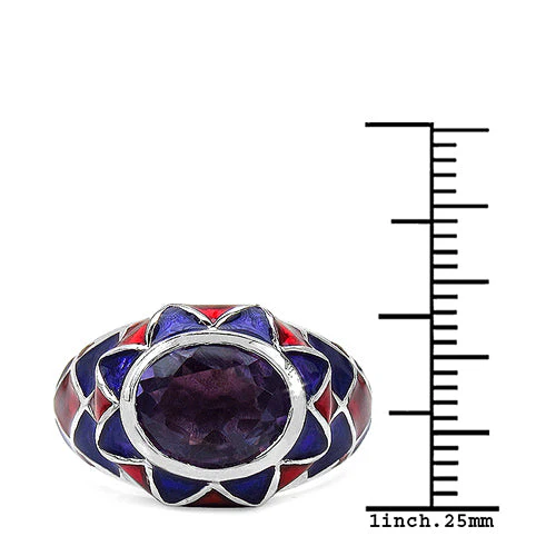2.16 Carat Genuine Amethyst & White Diamond .925 Sterling Silver Ring - Image 6