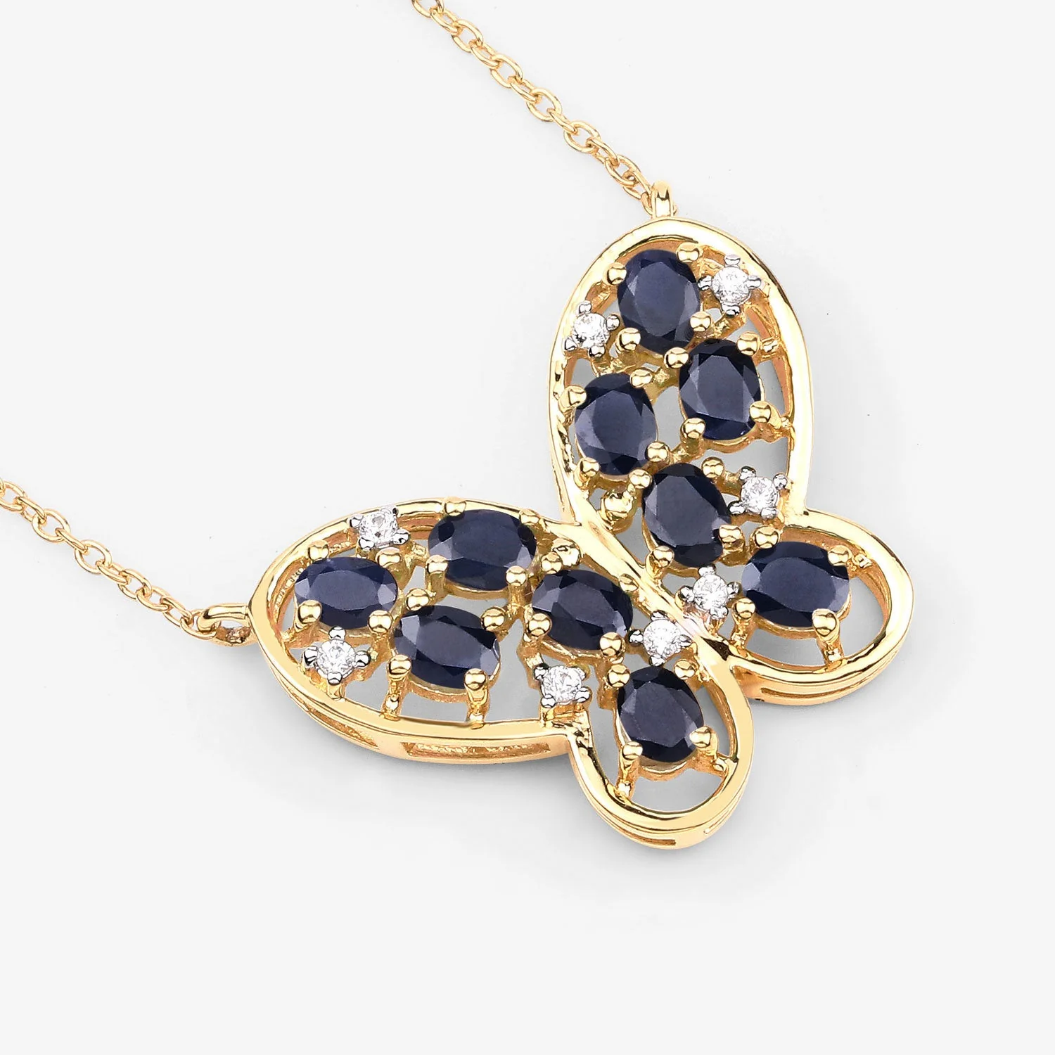 2.16 Carat Genuine Blue Sapphire and White Zircon .925 Sterling Silver Necklace - Image 4