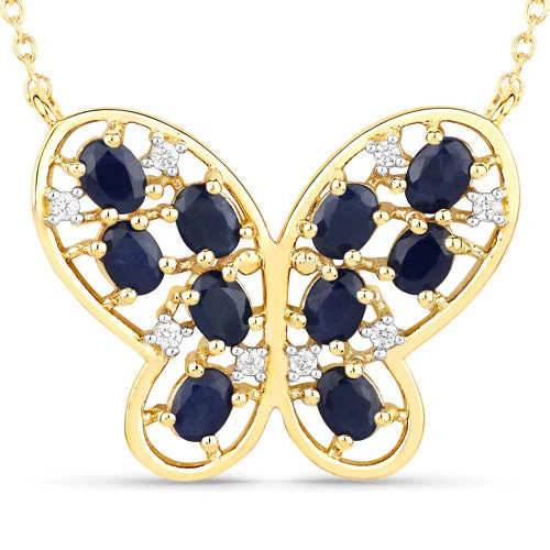 2.16 Carat Genuine Blue Sapphire and White Zircon .925 Sterling Silver Necklace - Image 5