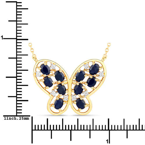 2.16 Carat Genuine Blue Sapphire and White Zircon .925 Sterling Silver Necklace - Image 7