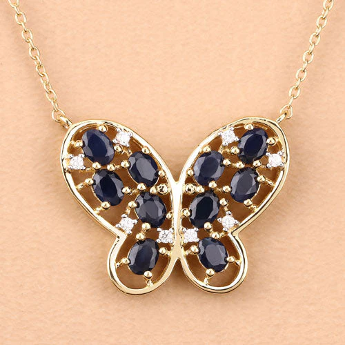 2.16 Carat Genuine Blue Sapphire and White Zircon .925 Sterling Silver Necklace - Image 9