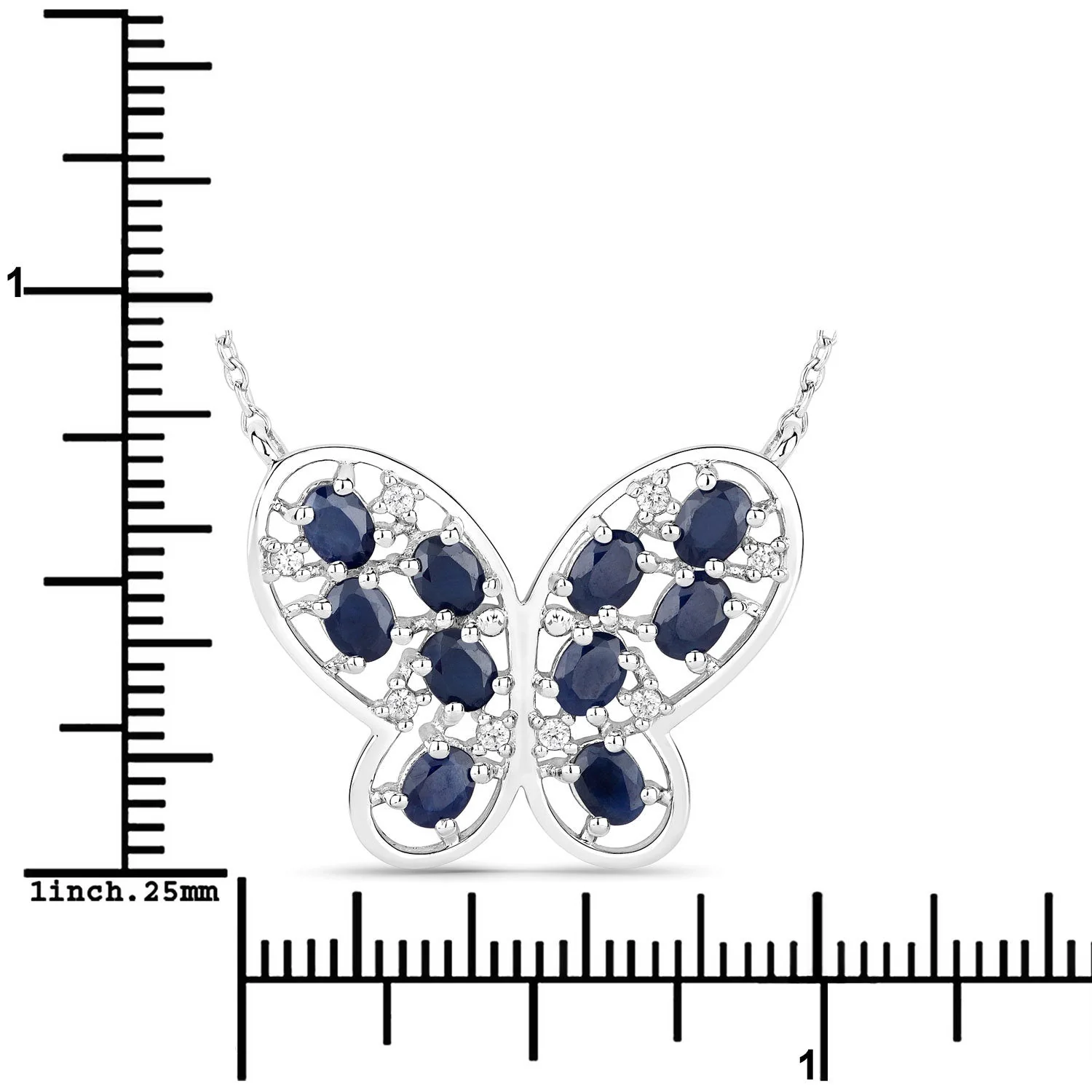 2.16 Carat Genuine Blue Sapphire and White Zircon .925 Sterling Silver Necklace - Image 3