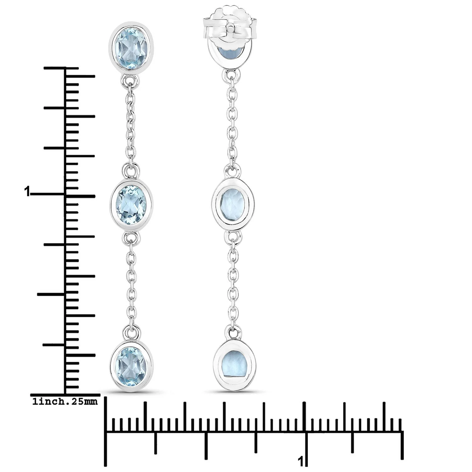 2.16 Carat Genuine Blue Topaz .925 Sterling Silver Earrings - Image 3