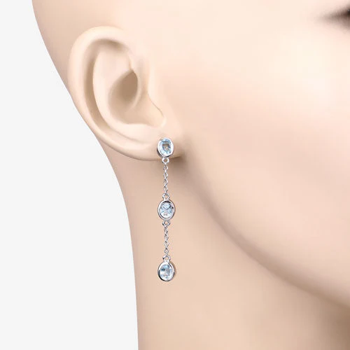 2.16 Carat Genuine Blue Topaz .925 Sterling Silver Earrings - Image 9