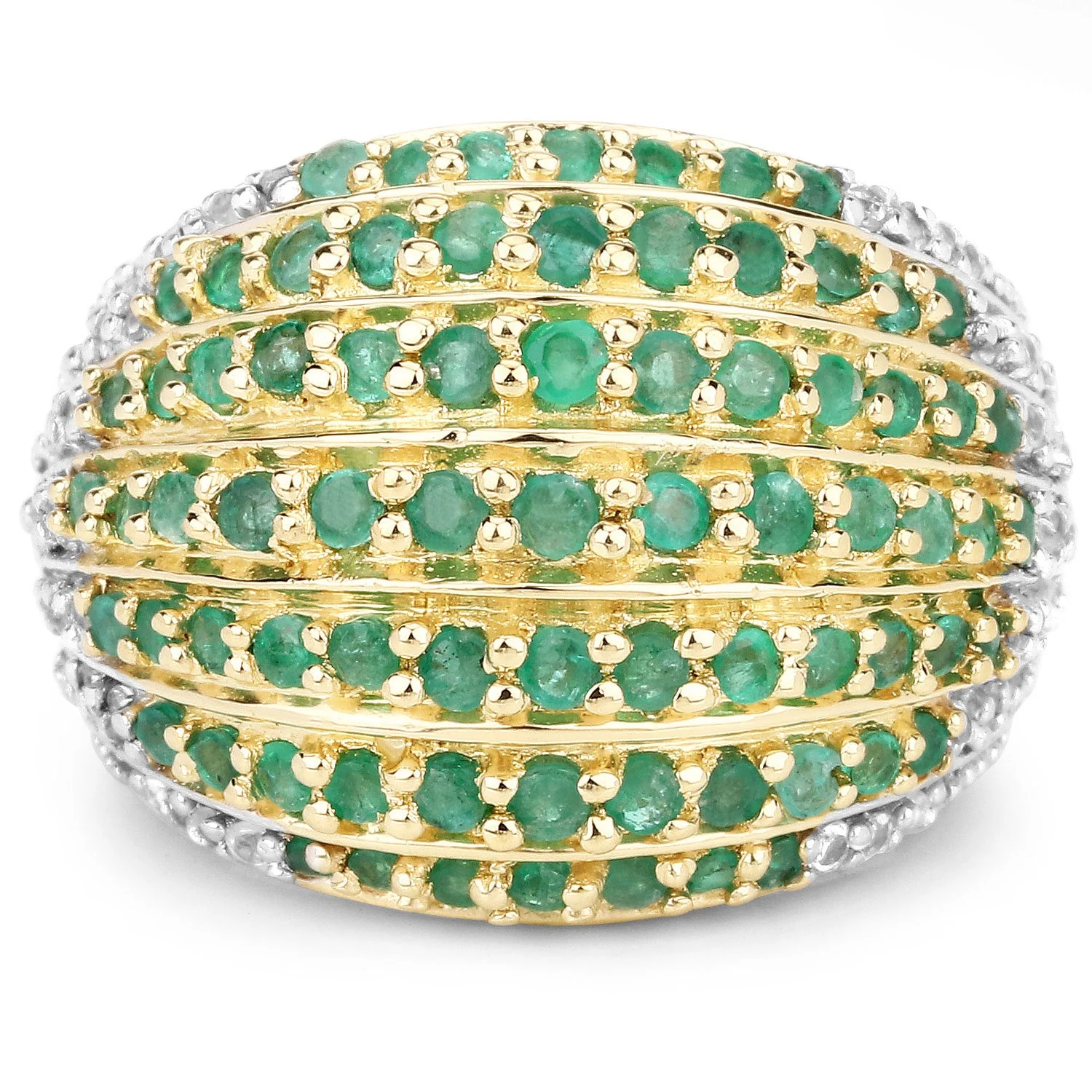 2.16 Carat Genuine Zambian Emerald and White Topaz .925 Sterling Silver Ring - Image 3