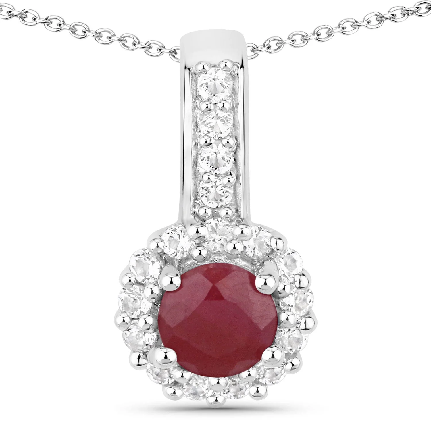 2.17 Carat Genuine Ruby and White Topaz .925 Sterling Silver Jewelry Set - Image 2