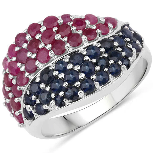 2.18 Carat Genuine Multi Stones .925 Sterling Silver Ring - Image 2