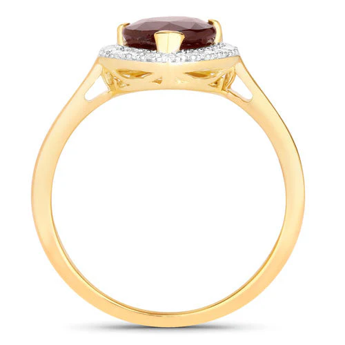 2.19 Carat Genuine Ruby and White Diamond 14K Yellow Gold Ring - Image 2