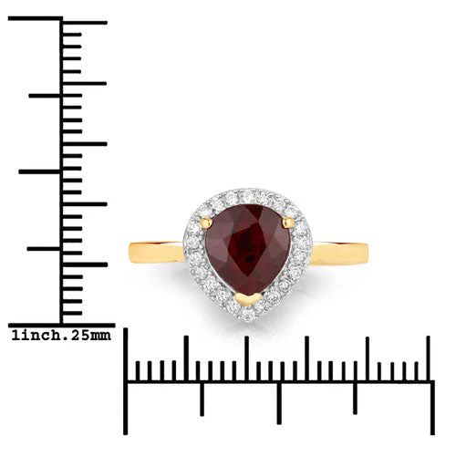 2.19 Carat Genuine Ruby and White Diamond 14K Yellow Gold Ring - Image 3