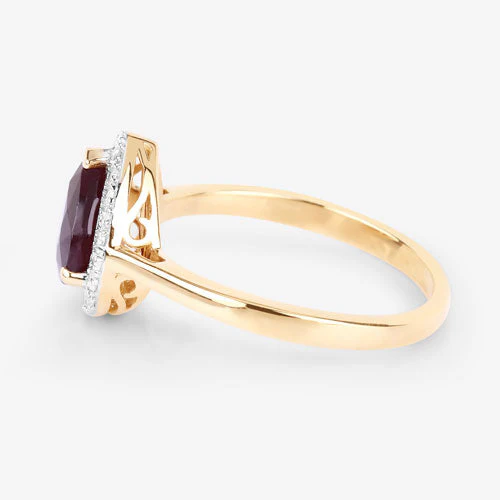 2.19 Carat Genuine Ruby and White Diamond 14K Yellow Gold Ring - Image 6