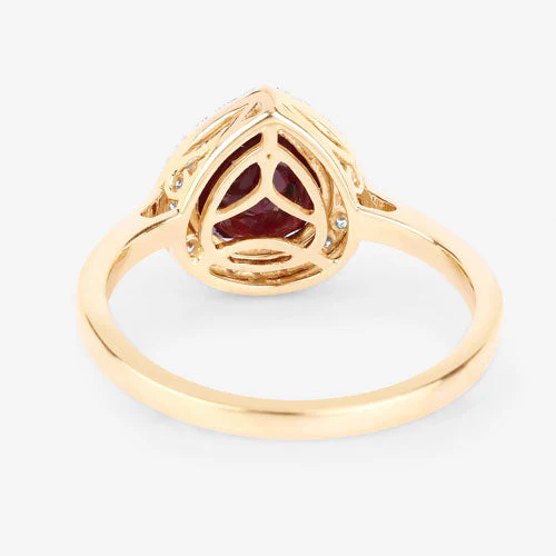 2.19 Carat Genuine Ruby and White Diamond 14K Yellow Gold Ring - Image 7