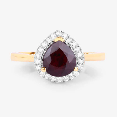 2.19 Carat Genuine Ruby and White Diamond 14K Yellow Gold Ring - Image 8