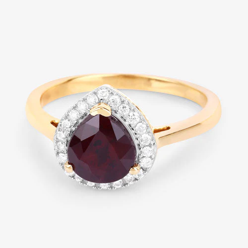 2.19 Carat Genuine Ruby and White Diamond 14K Yellow Gold Ring - Image 9