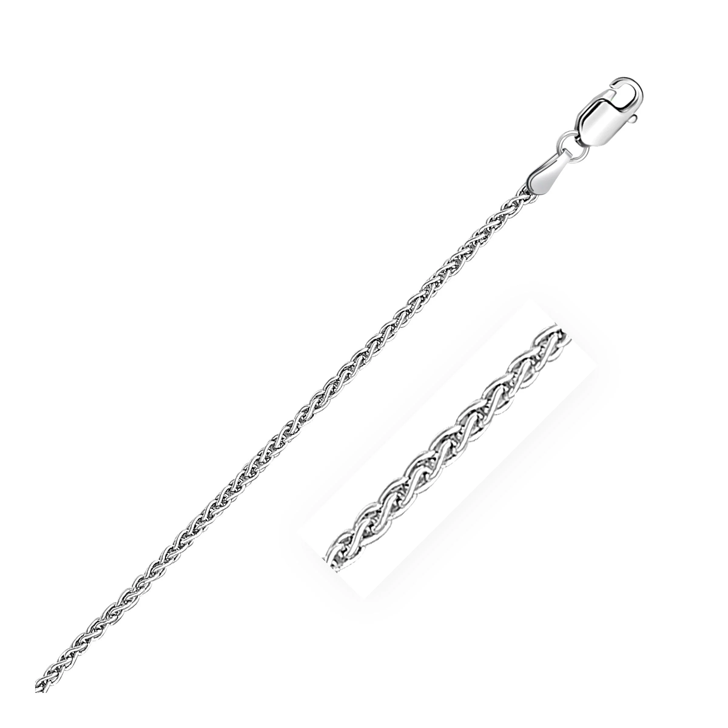 2.1mm 14k White Gold Round Wheat Chain - Image 4