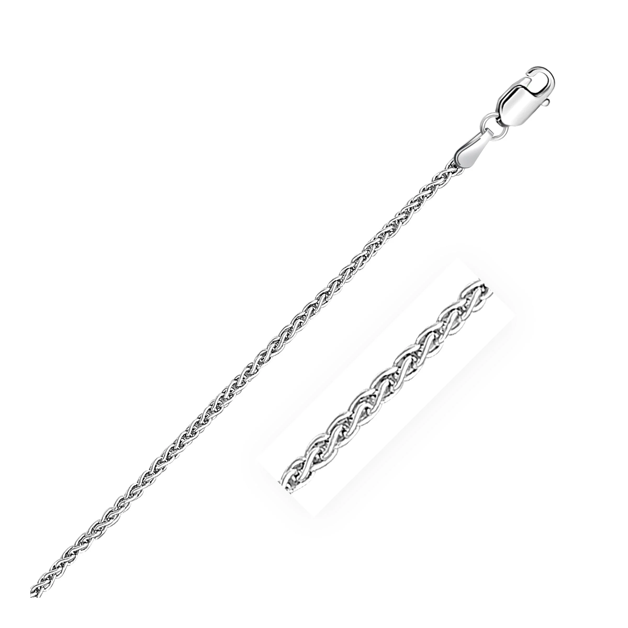 2.1mm 14k White Gold Round Wheat Chain - Image 6