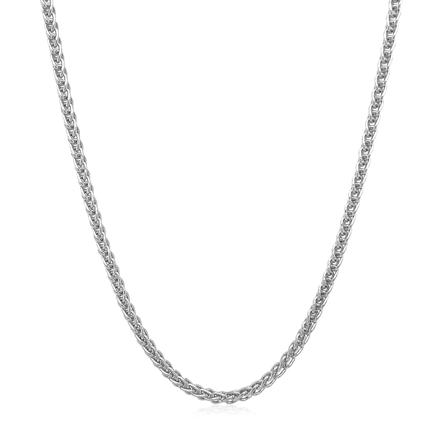 2.1mm 14k White Gold Round Wheat Chain - Image 8