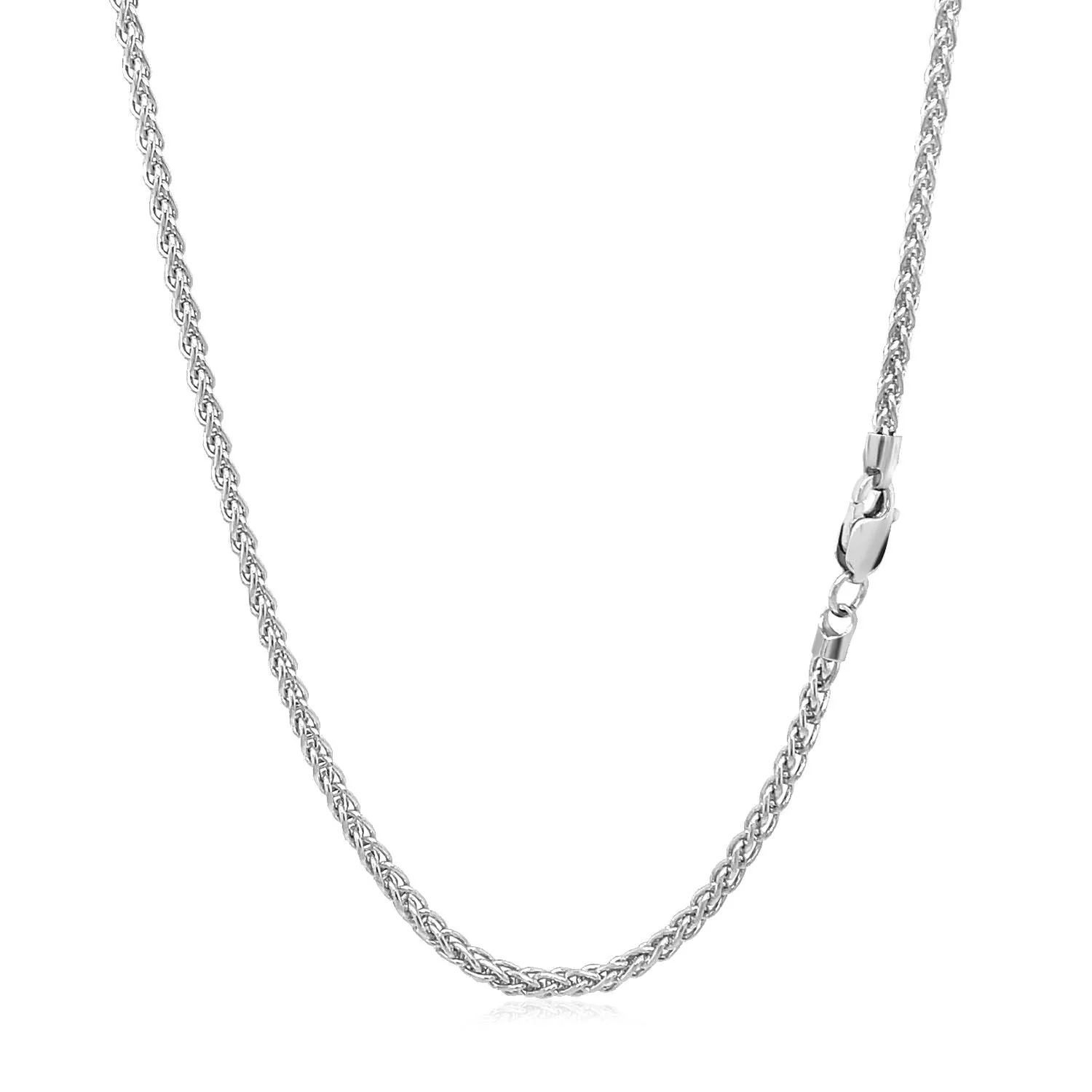 2.1mm 14k White Gold Round Wheat Chain - Image 9