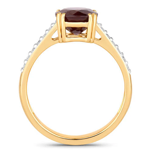 2.20 Carat Genuine Ruby and White Diamond 14K Yellow Gold Ring - Image 2