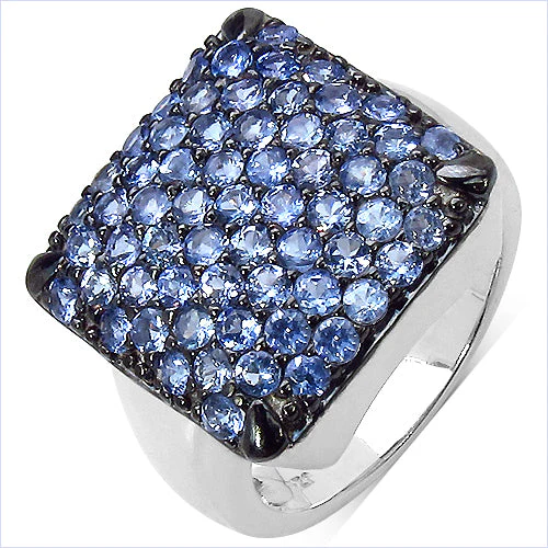 2.21 Carat Genuine Tanzanite .925 Sterling Silver Ring - Image 2
