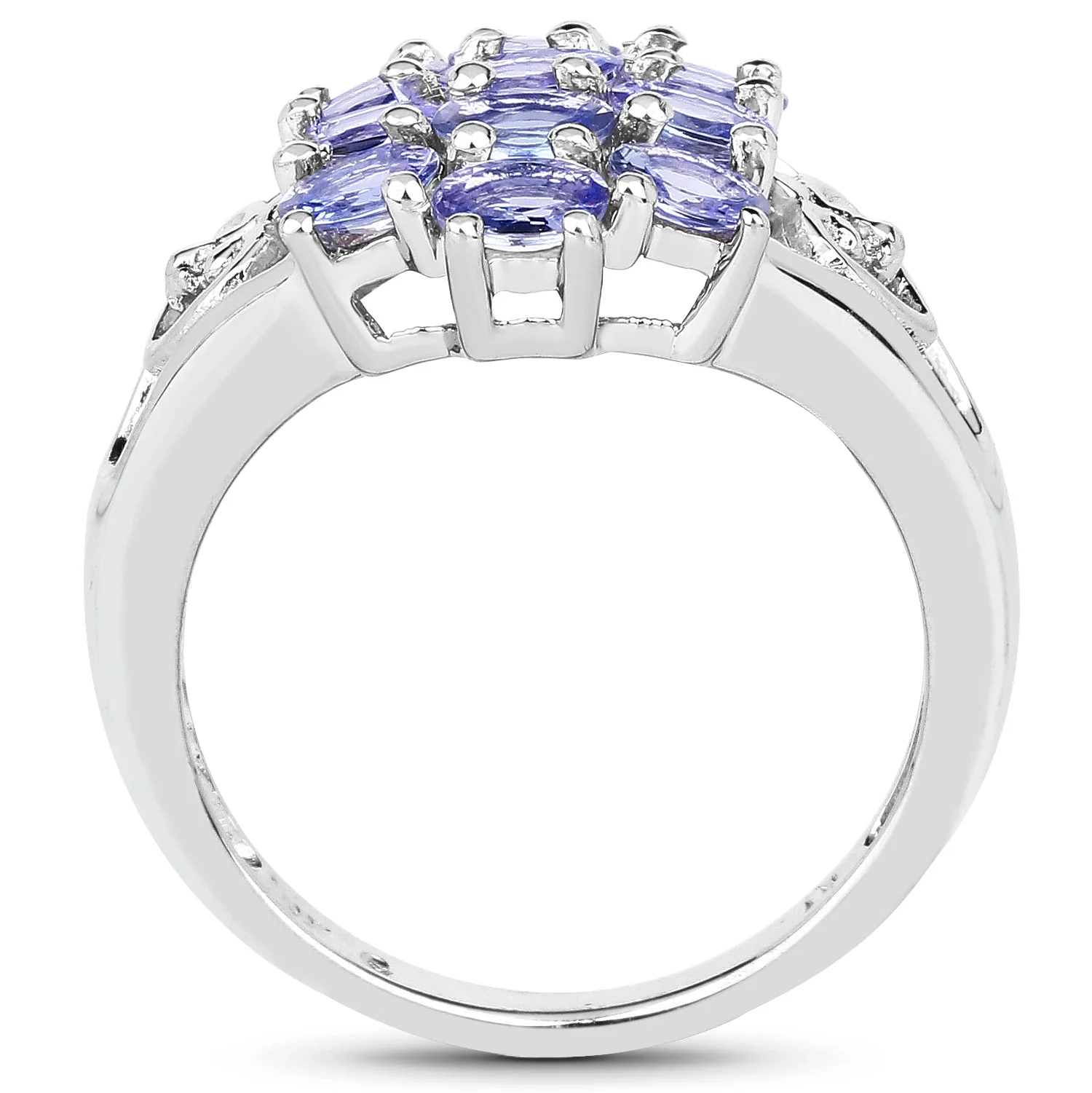 2.21 Carat Genuine Tanzanite .925 Sterling Silver Ring - Image 2