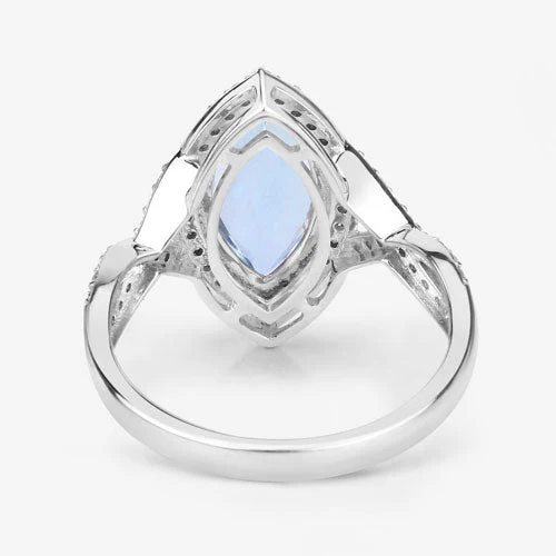 2.24 Carat Genuine Aquamarine and White Diamond 14K White Gold Ring - Image 9