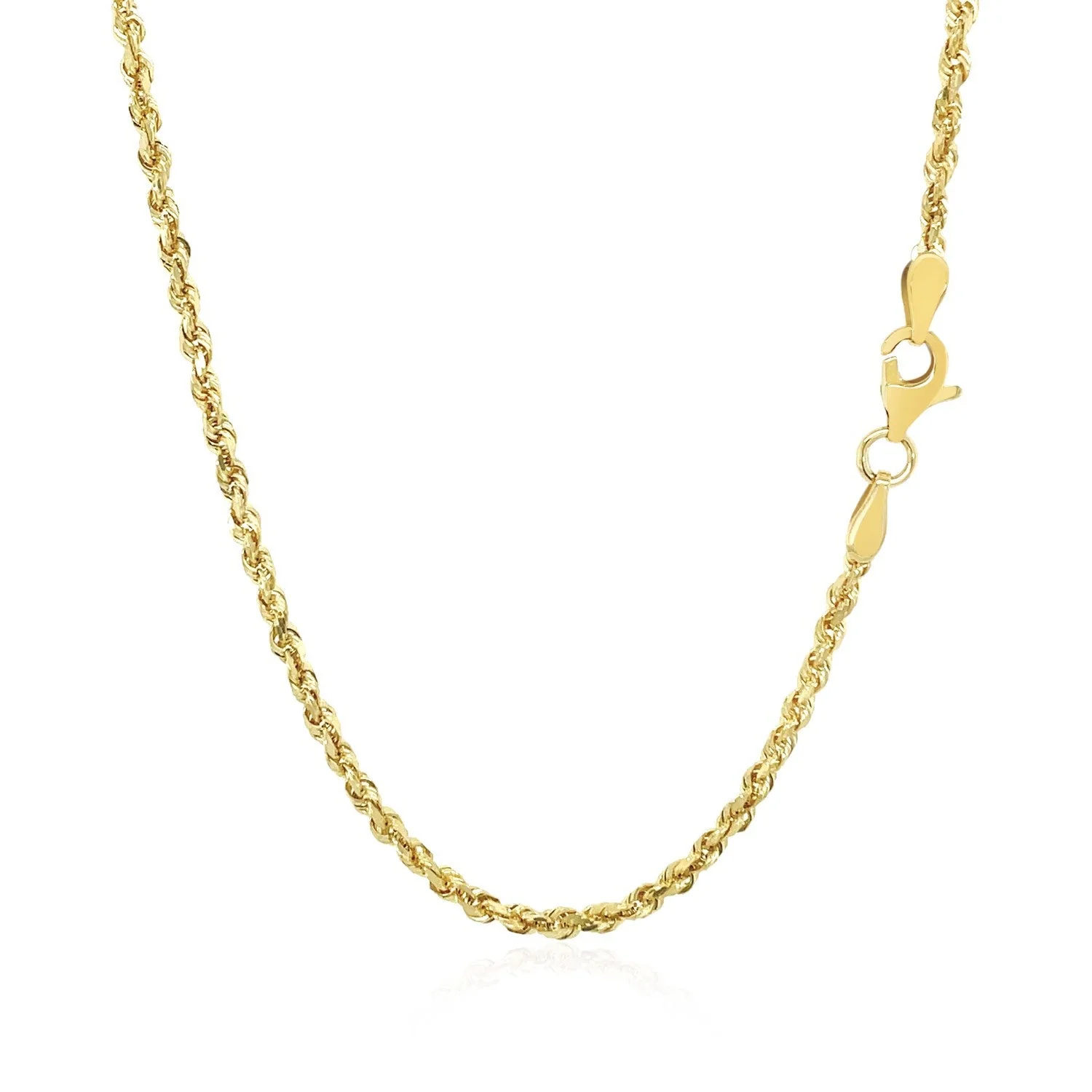2.25mm 10k Yellow Gold Solid Diamond Cut Rope Chain - Image 3
