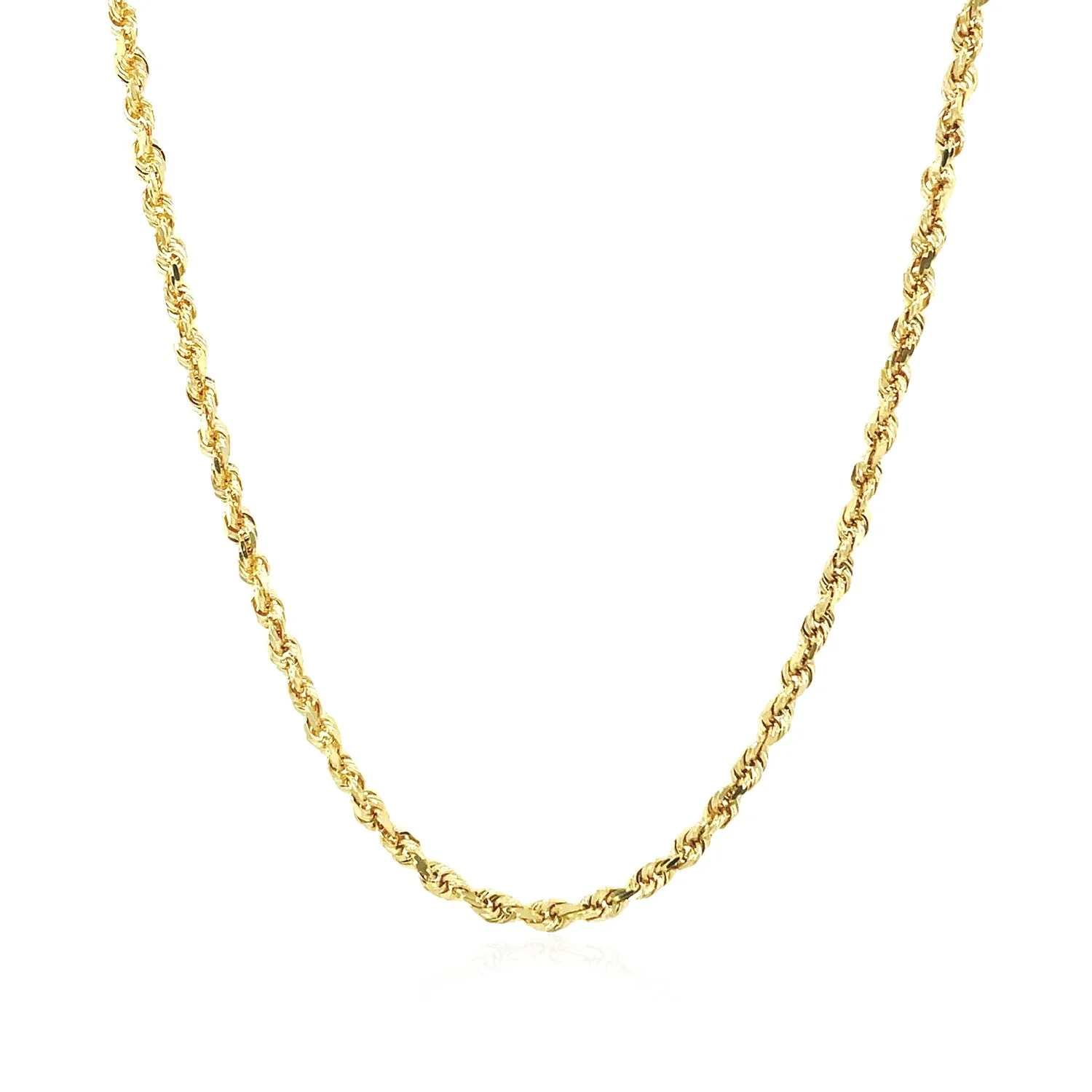 2.25mm 10k Yellow Gold Solid Diamond Cut Rope Chain - Image 7