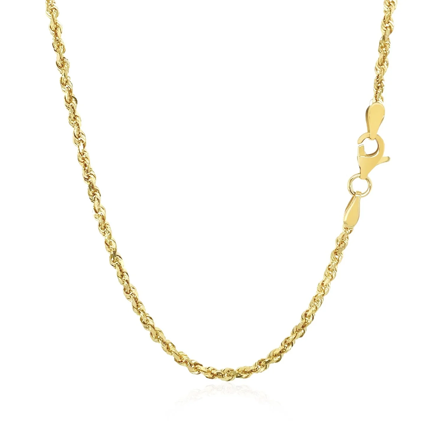 2.25mm 10k Yellow Gold Solid Diamond Cut Rope Chain - Image 8
