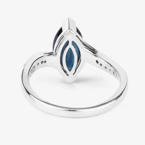 2.26 Carat Genuine Blue Sapphire and White Diamond 14K White Gold Ring - Image 7