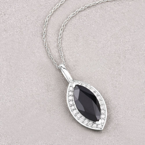 2.29 Carat Genuine Blue Sapphire and White Diamond 10K White Gold Pendant - Image 4